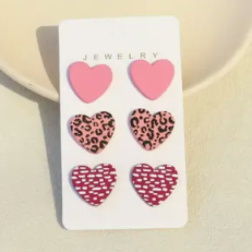 Pink Acrylic Heart Earrings